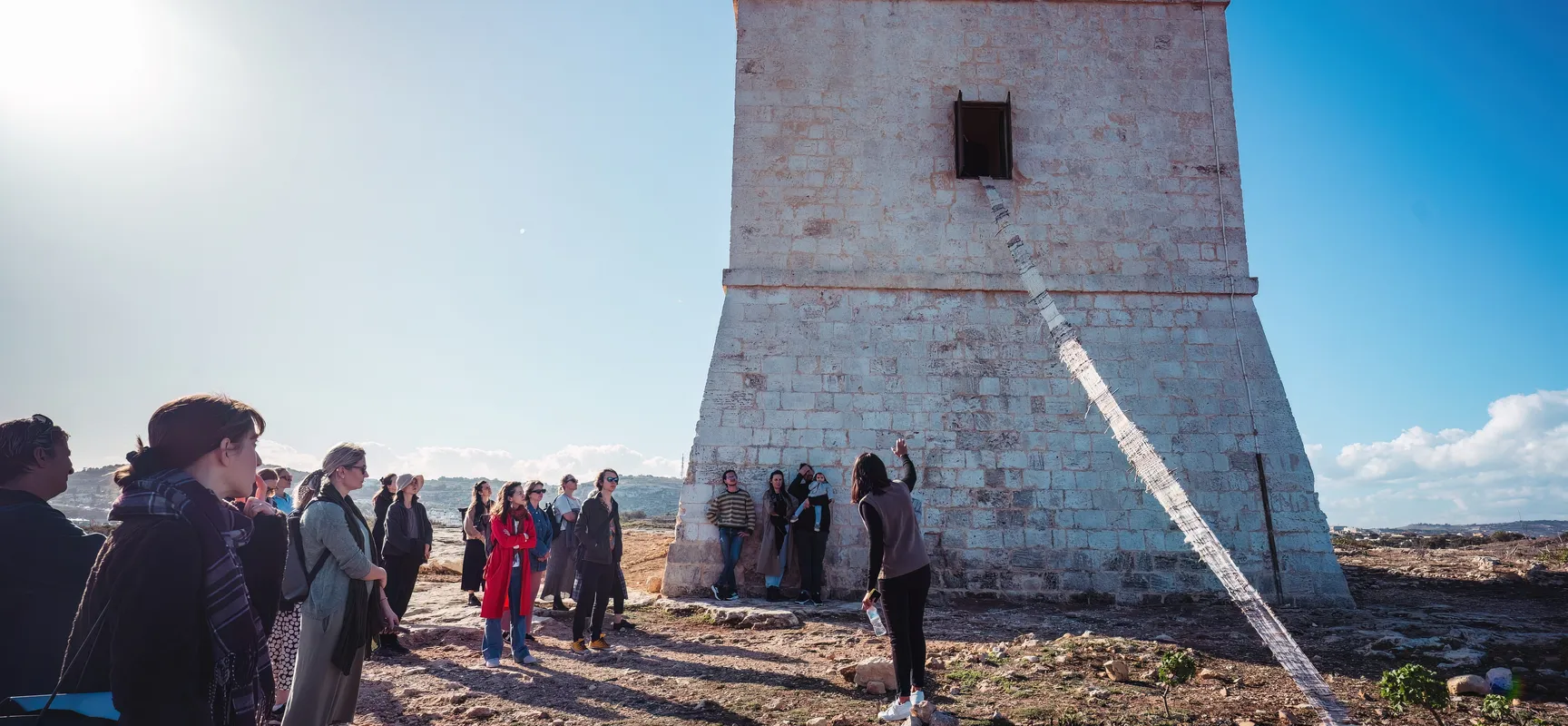 Fernando P Ferreira, Threading an (un)Safe Plot (2023) within Beyond What Drifts Us Apart, part of Mahalla Festival and MagiC Carpets Platform. Co-funded by European Union’s Creative Europe programme, Arts Council Malta. Photo: Elisa von Brockdorff