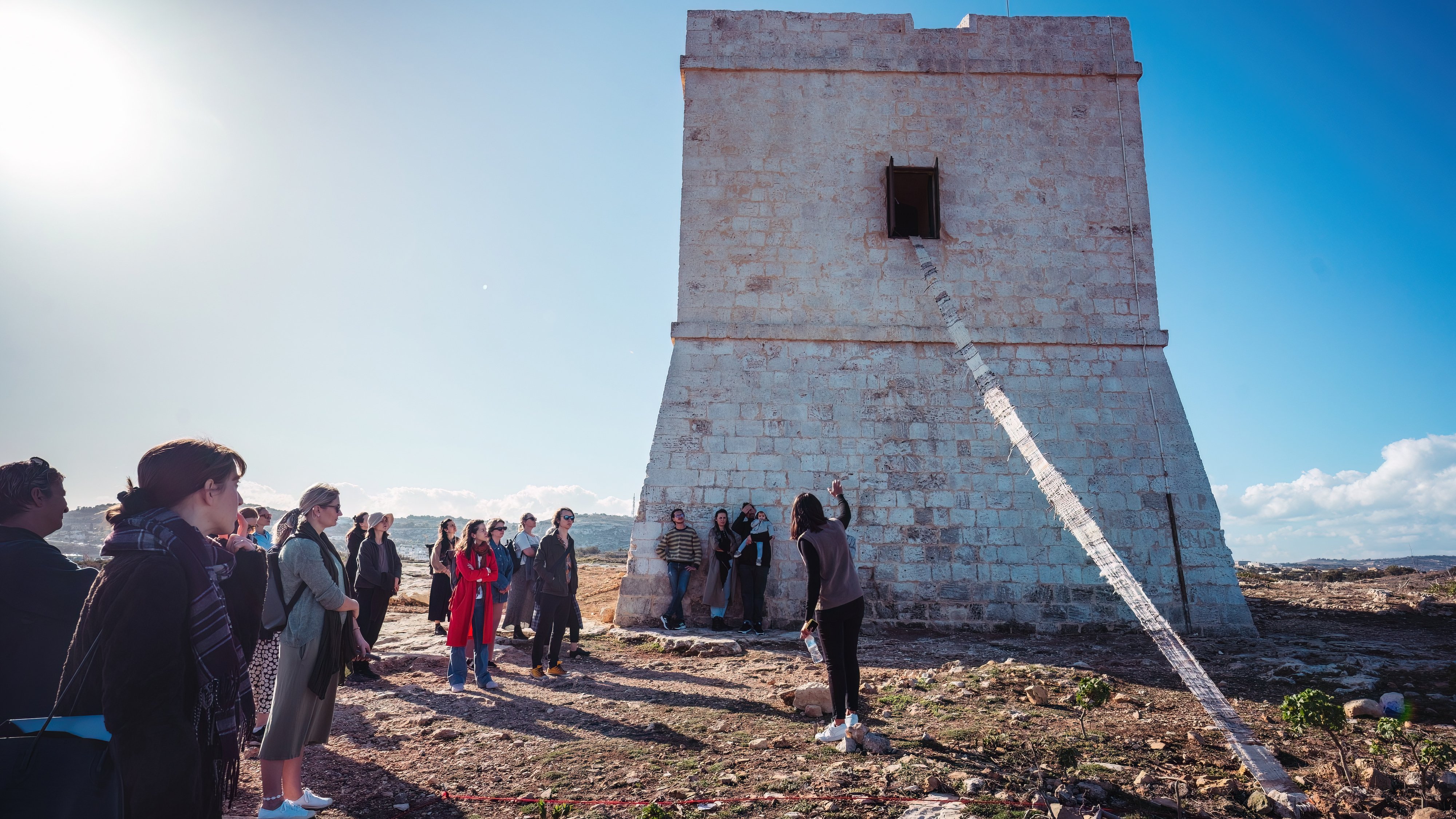 Fernando P Ferreira, Threading an (un)Safe Plot (2023) within Beyond What Drifts Us Apart, part of Mahalla Festival and MagiC Carpets Platform. Co-funded by European Union’s Creative Europe programme, Arts Council Malta. Photo: Elisa von Brockdorff