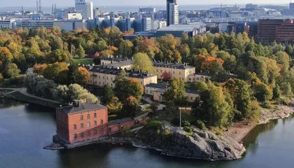 Lapinlahden Lähde and the historical Lapinlahti hospital park from air