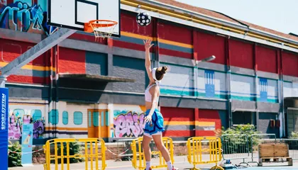 DumBO's outdoor community basketball court